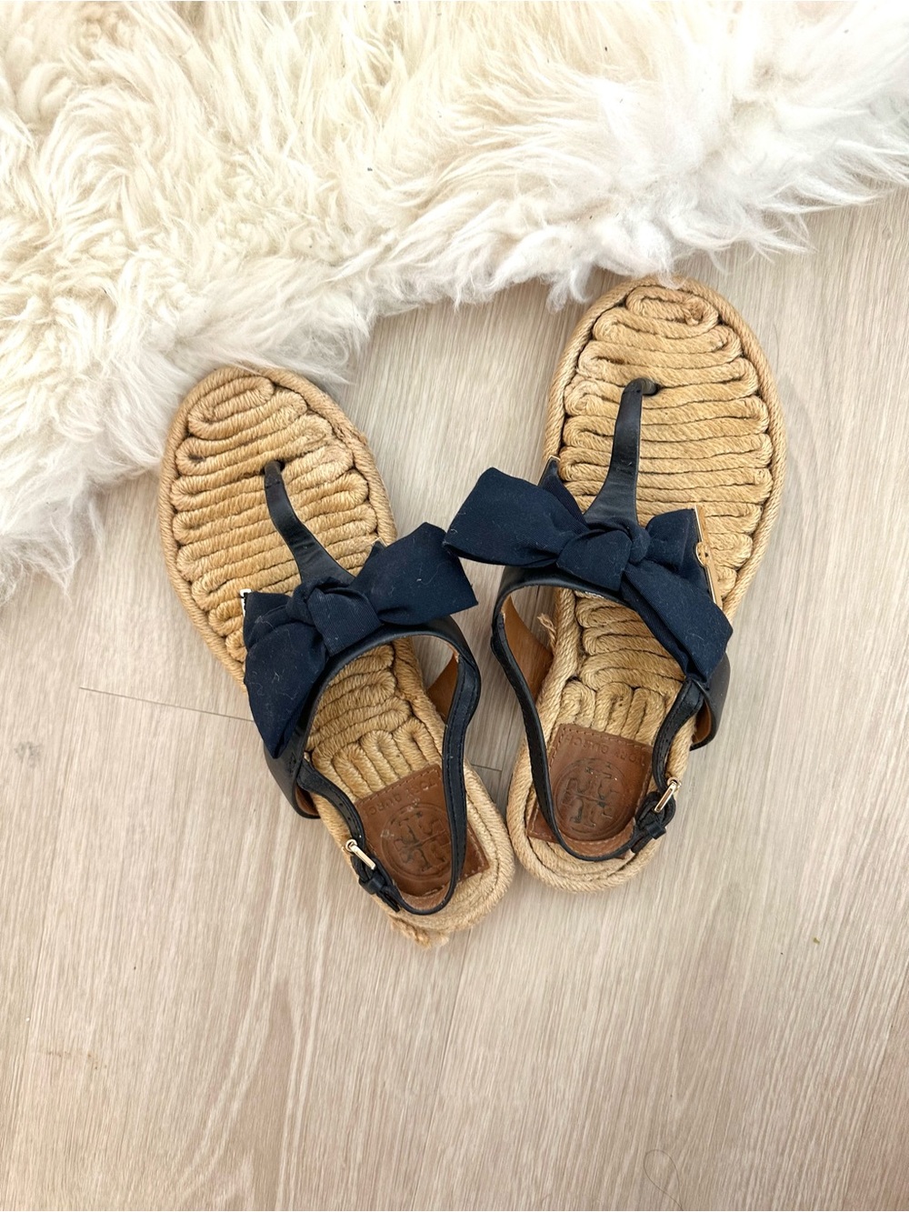 Tory Burch Navy Bow Sandals